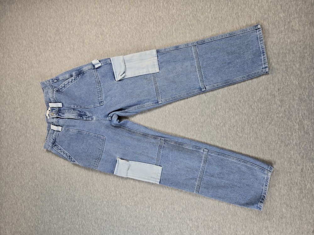 Pacsun Jeans Womens 26 Blue Patchwork Utility Carpenter Denim Straight Leg Y2K